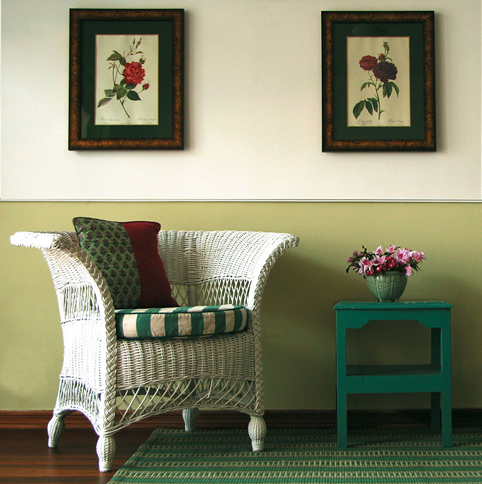 Cane chair in The Rose Gallery.