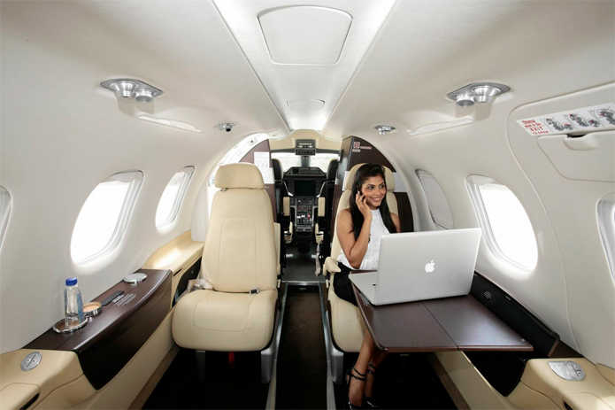 Interiors of a private jet by Invision Air. Photo by Invision Air