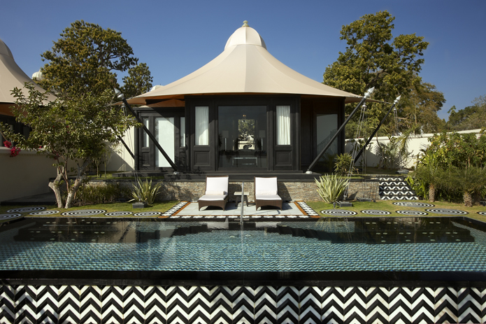 View of the Spa Tent with the Pool