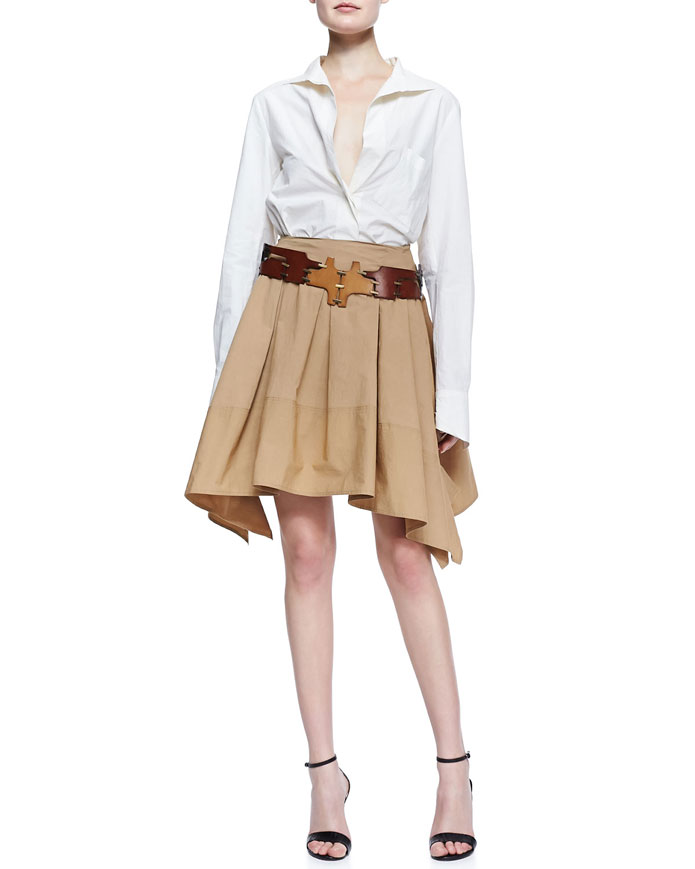 Tan Leather puzzle piece from Donna Karan New York. Photo by Donnakaran.com