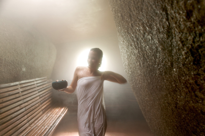 Experience the herbal caves for steam and sauna.