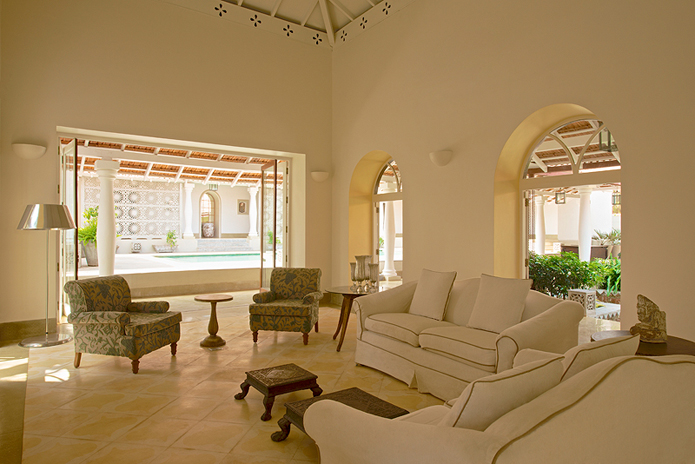 The villa shows off a very old world, colonial charm in its design layout. Photo by Saffronart