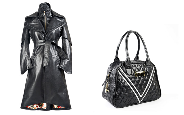 DIVA IN LEATHER | Bomber’s trench coat paired with the Ms V Ebony tote