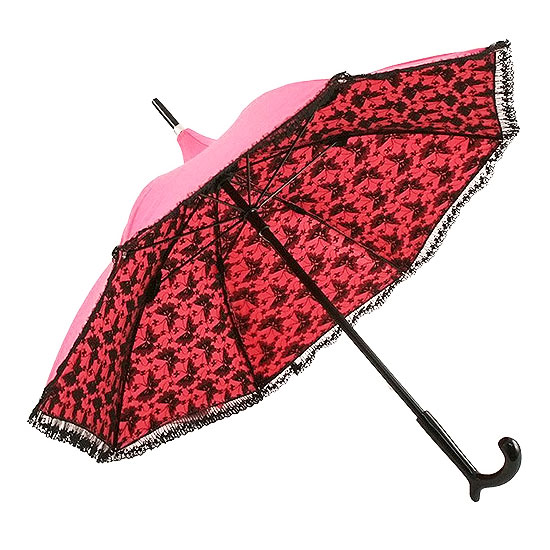 PEEK – A – BOO | Pink and black pagoda shaped parasol by Chantal Thomass for an evening out