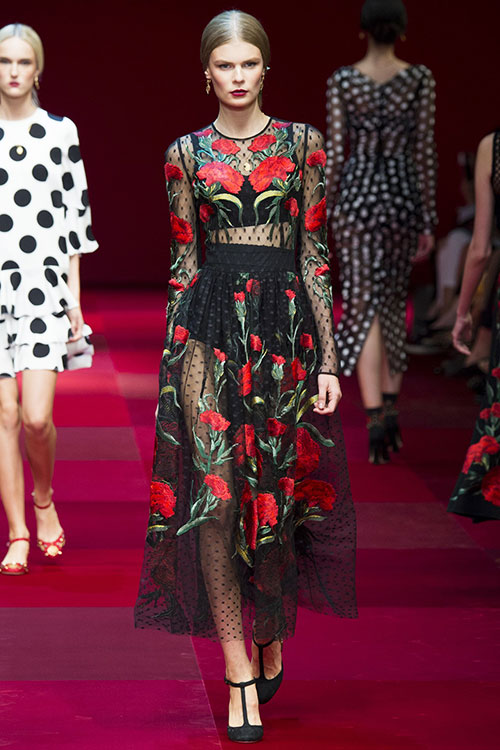 SEDUCTIVELY SHEER | Rose-embroidered floral and sheer long sleeved from Dolce & Gabbana Spring 2015 collection