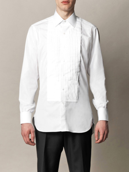 TURNBULL & ASSER | The pleated bib-front white shirt dress from this legendary shirtmaker is all about reinventing the classic