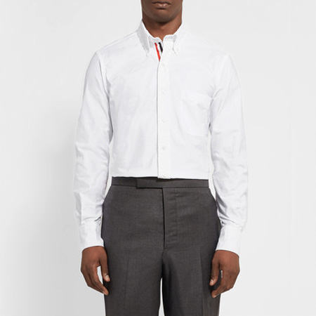 THOM BROWNE | Channel in effortless American cool with the Thom Browne white shirt over sharp trousers