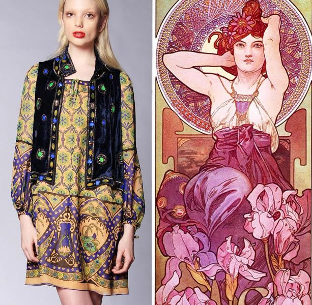 Anna Sui’s trademark bohemian prints takes an Art Nouveau turn.