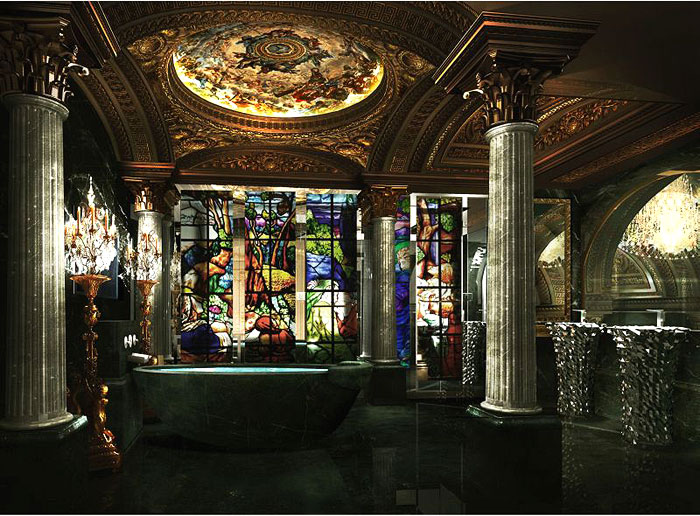 BATHE IN ART | The marble and stained glass baths have ceilings covered in artwork