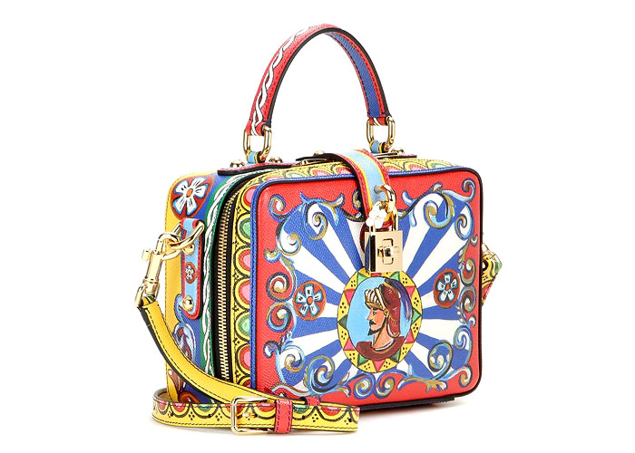 QUIRKY SATCHELS | A variation in eye-catching print of the satchel is the patent leather 'Rosalia' crossbody bag from Dolce & Gabbana
