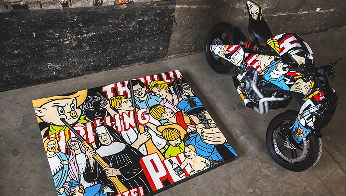 POP ART | Fashioned with elements of a comic-page pastiche by muralist Scot Lefavor