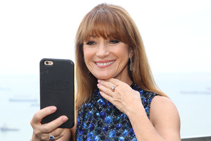 THE NAMESAKE | Jane Seymour takes selfie with her namesake, which was presented to her at a welcome dinner hosted by World of Diamonds at CE LA VI Singapore