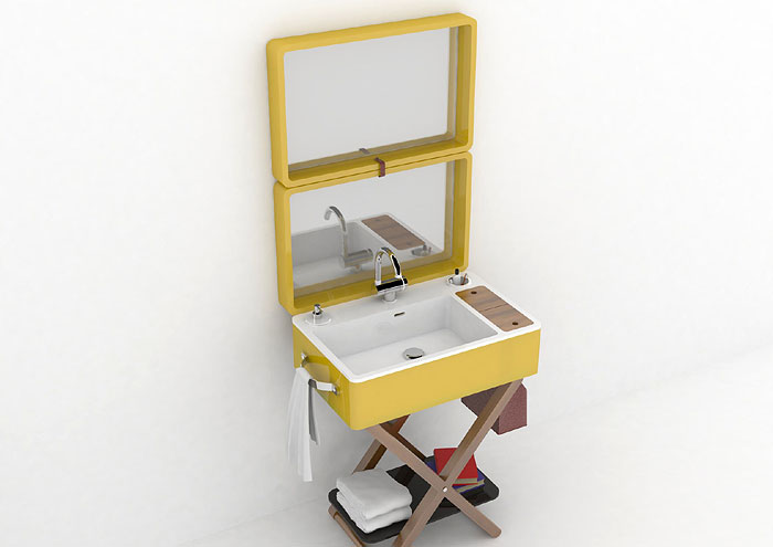 OLYMPICA CERAMICA | A complete vanity that packs up into a suitcase, My Bag, is a portable washbasin for those who like being particular 
