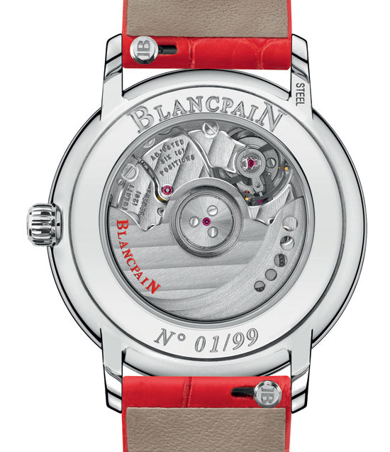 The movements used for the Blancpain St. Valentine’s Day watches are all mechanical