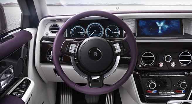 The Phantom’s dashboard and instrument panel area, termed ‘The Gallery’ can be customised with art works or even a gold-plated 3D-printed map of the owner's DNA