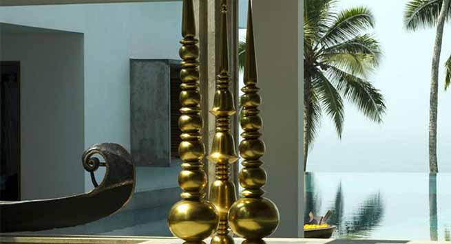 Brass is the primary material in almost all of Viya Home’s collections.