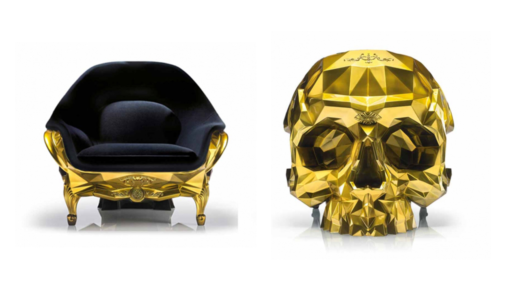 Gothic luxe: gold Skull Chair by Harow