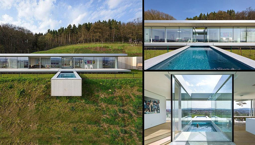 Villa K in Germany: green living with a floating pool
