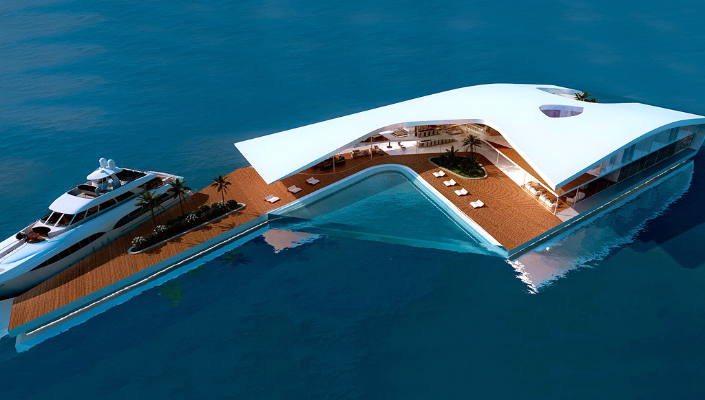 Floating villas at the edge of reality