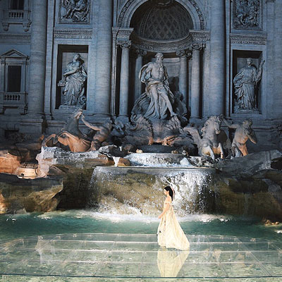 models walk on water