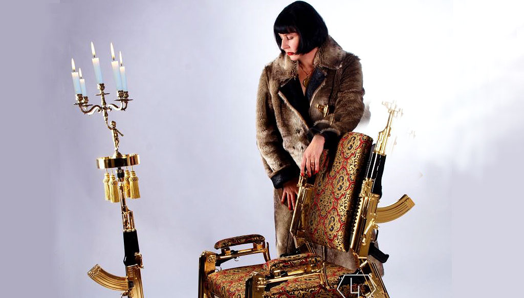 Fancy a gold plated chair made from six AK-47 rifles?
